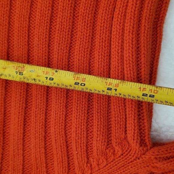 Express Vintage Ribbed Knit V-neck Orange Sweater Size XL - Picture 5 of 6